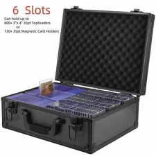 6 - Slots Graded Card Case Storage Box for 130+ 35pt Magnetic Card Holders