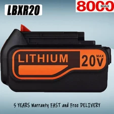 8.0Ah for Black and Decker 20V Lithium-Ion Max Battery 20 Volt LBXR20 LBXR2020