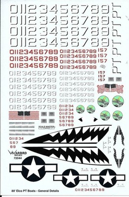 Warbird 1/72 80' Elco PT Boats - General Details decals 72044 x