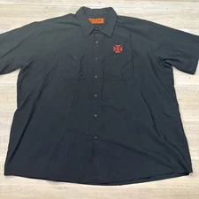 Lucky 13 Shirt Mens 3XL Black Red Kap Workwear Button Up Motorcycle Graphic