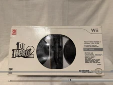 DJ Hero 2 Party Bundle Wii – 2 Turntables, Bases, Rock Band Mic, Box – Untested