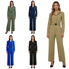 Women Work Jumpsuit Mechanic Coveralls One Piece Overall Solid Color Outfit