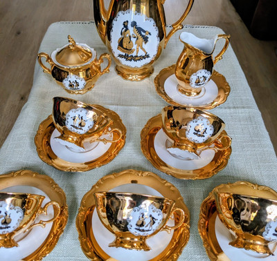 TIRSCHENREUTH / HUTSCHENREUTHER Rococo Scene KAFFEESERVICE 5 Pers, 20T