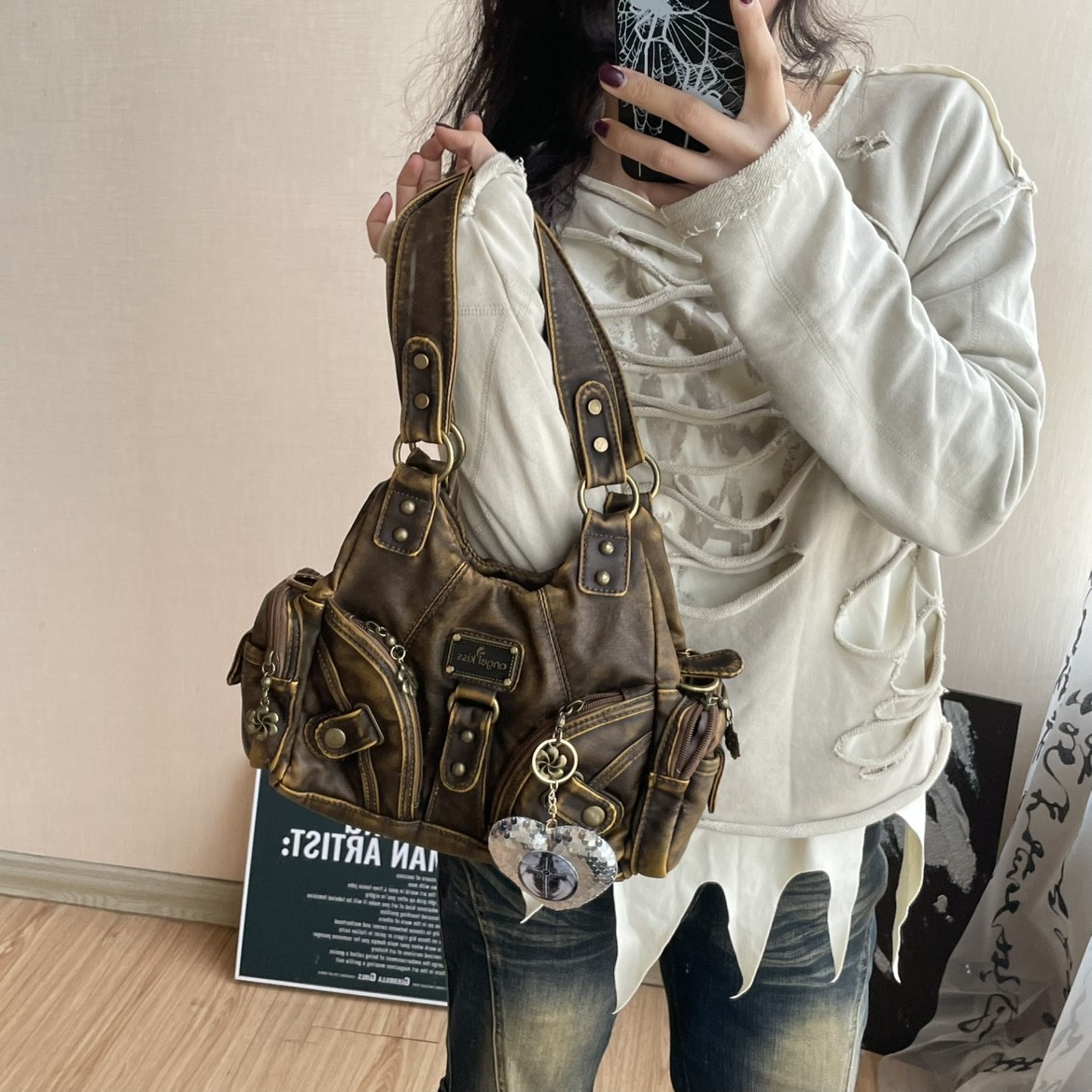 Borsa Hobo Donna In Pelle PU Vintage, Capiente E Leggera Per Lavoro, Shopping E Viaggi - copertina