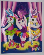 Fantastic World Lisa Frank Three Ballerina Bunnies Folder Portfolio Vtg - Unused