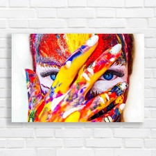 Out of the Paint Box Face Original Canvas Print Large Picture Wall Art