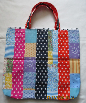 Wendetasche Wendebeutel Sterne Patchwork Upcycling Unikat neu