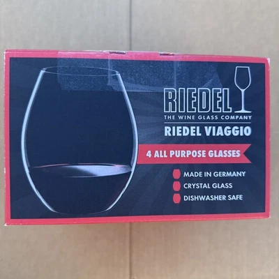 Riedel VIAGGIO Stemless All Purpose Wine Crystal Glass 4 Pieces Set $86 *