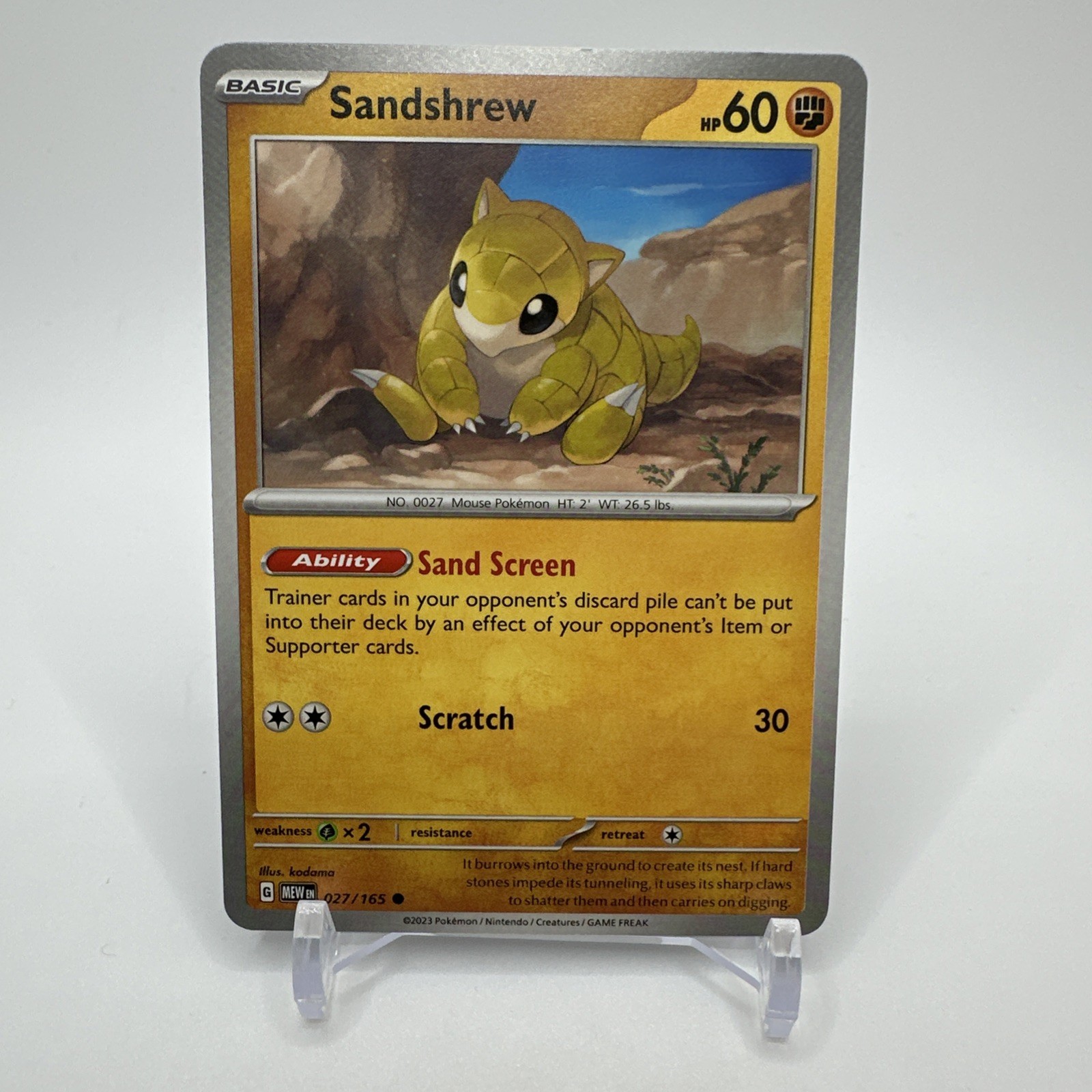 Sandshrew 27/165 Pokemon Scarlet Violet 151 2023 Basic Regular Unlimited NM