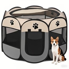Folding Pet Playpen Portable Cat Dog House Octagonal Cage Kennel Fence Indoor