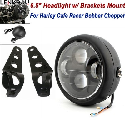 6.5'' Motorcycle Headlight w/ Brackets Mount For Harley Cafe Racer Bobber Chopper