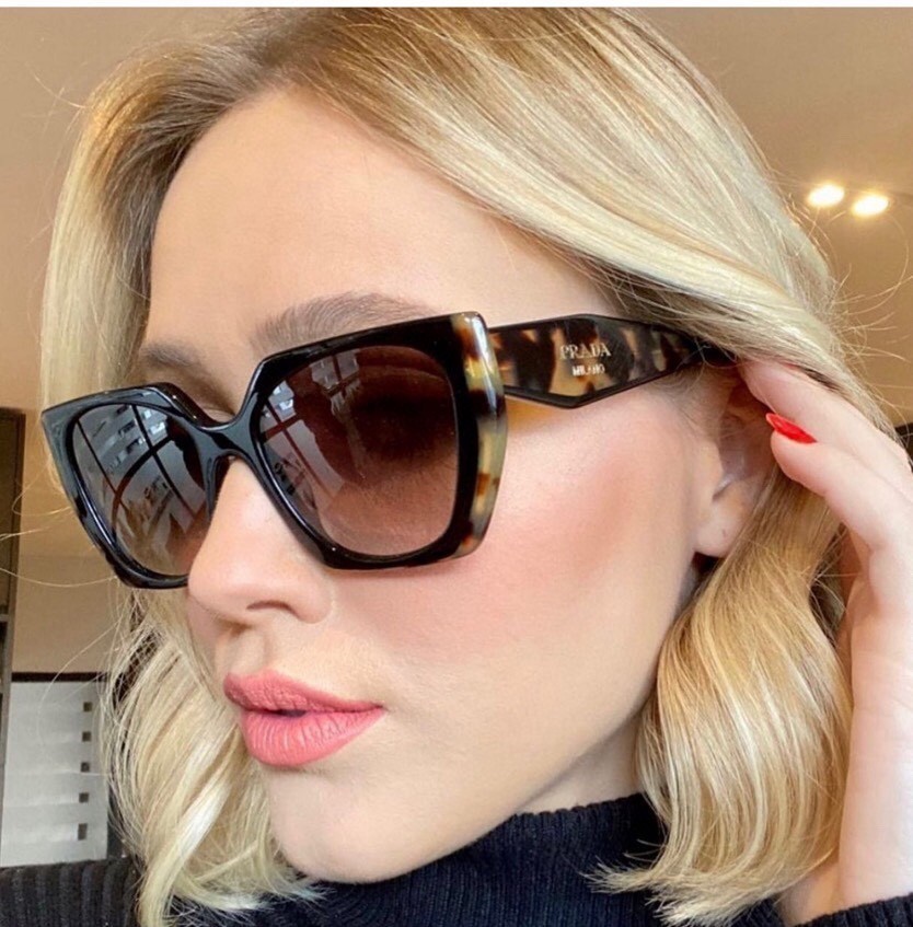 Prada Women Sunglasses Cateye Designer PR15WS Tortoise Gray Lens