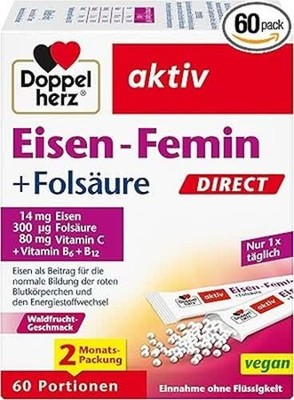 Doppelherz Eisen Femin DIRECT 14 mg Eisen Vitamin C B6 B12 Folsäure 60 Portionen