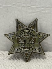 Vintage Junior Deputy Sheriff Hamilton County Metal Badge Pin Brooch Souvenir