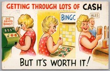 HUMOUR - Bingo, One Armed Bandit And Ale – Comic Sequence Bamforth 1969 Postcard