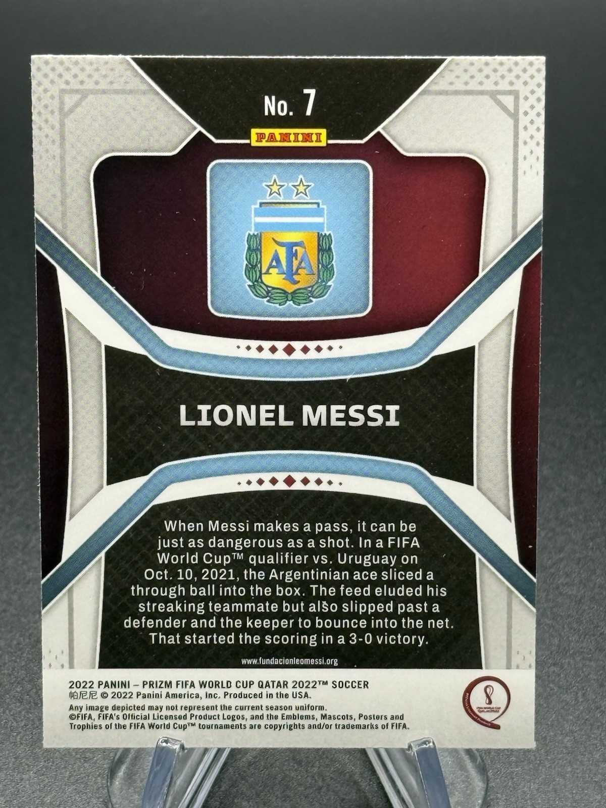 2022 Panini Prizm World Cup Qatar - Lionel Messi #7 view 2