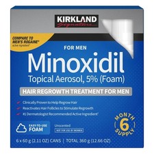 6 Month KIRKLAND MINOXIDIL 5 FOAM Hair Regrowth Exp 06/2027 SEALED - FREE SHIP