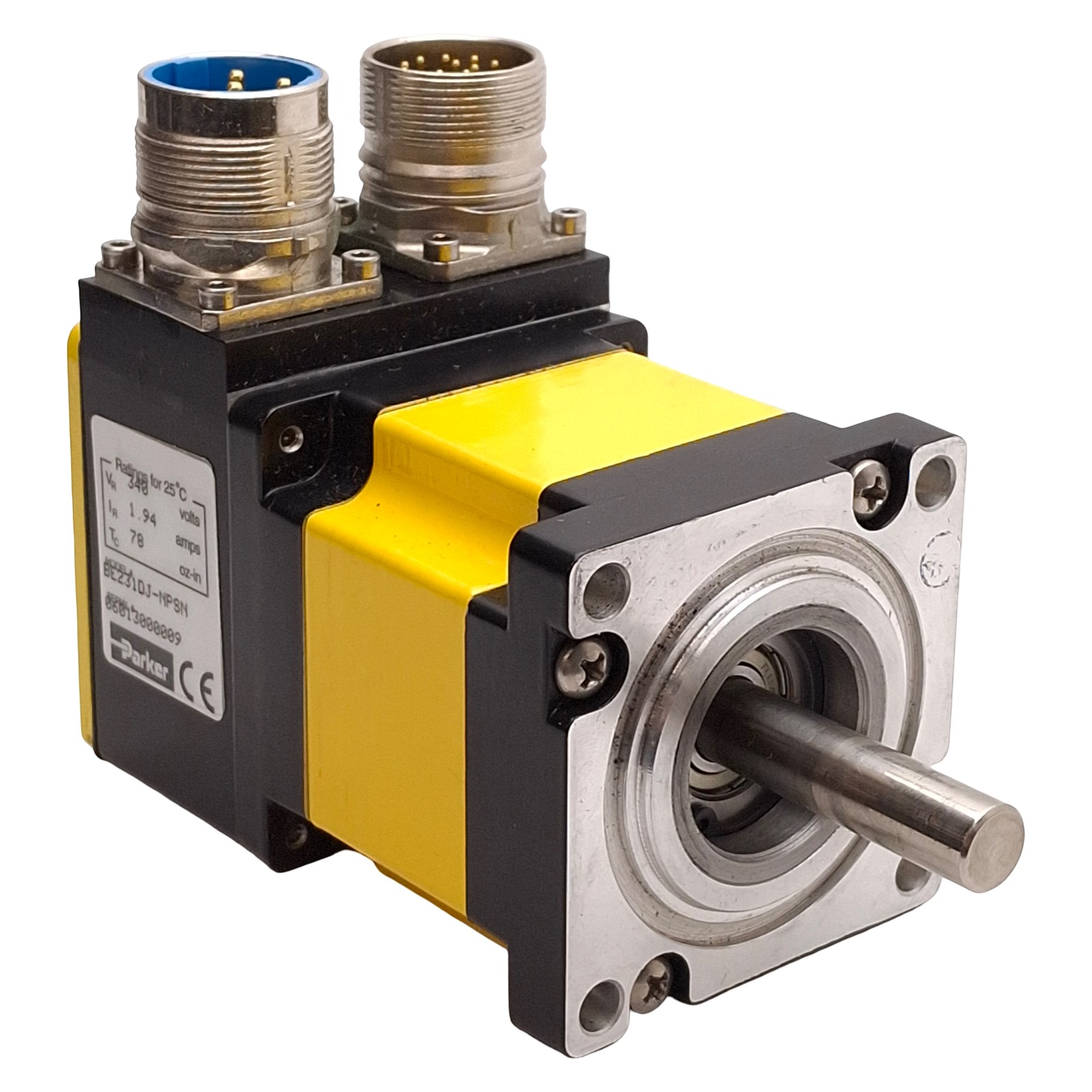 Parker BE231DJ-NPSN Servo Motor, 0.325kW, 340VDC Bus, 1.94A, 4990rpm, NEMA 23