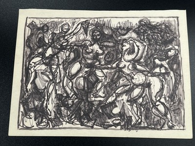 Jo Cain Drawing Painting Study Mid Century Expressionist WPA Cubist Women 10 