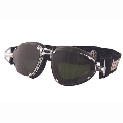 Baruffaldi Senior Brass Chrome Glasses with Leather Cushions Black Color