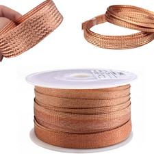 Flat Pure Copper Braid Cable Bare Copper Braid Wire Ground Lead 2mm 4mm -28mm