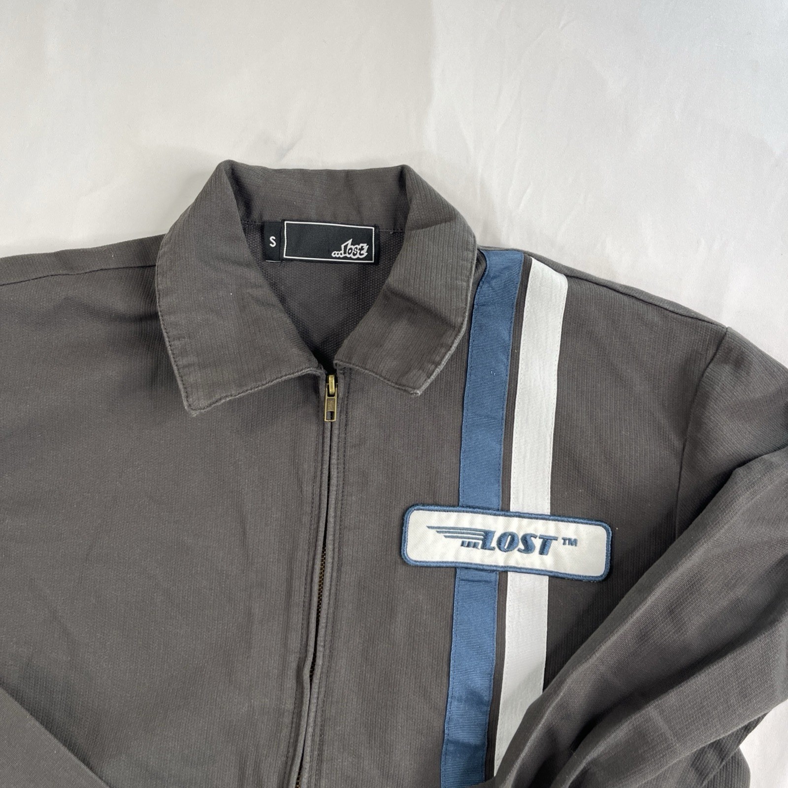 Lost Enterprises Gray Canvas Work Jacket Racing S… - image 2
