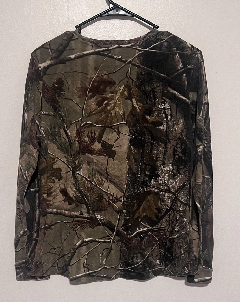 Realtree Camo Top Women’s Large L Camouflage Teal Deer Hunting Long Sleeve Tee - Image 3 of 4