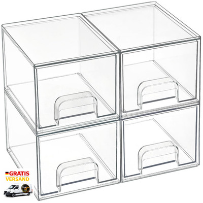 4er Set Stackable Storage Drawers Acryl Aufbewahrung Schubladen Organizer