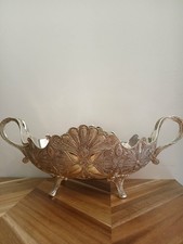 Vintage Silverplated Footed Serving/Centerpiece Bowl; Scalloped Floral Edge