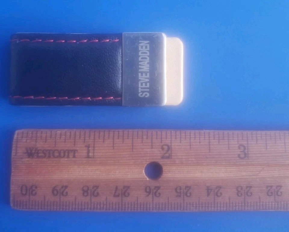 Винтажный серебристый черный кожаный зажим для денег Steve Madden  - Изображение 4 из 4