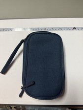 2 Section Dark Blue Travel Cable Organizer Bag Portable Electronic Storage Bag