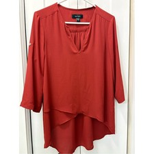 Karen Kane Coral-Red Layered V-Neck Tunic Flowy SIZE S