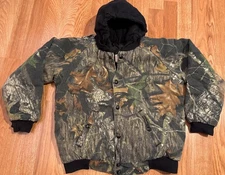 Wolf Mountain By Key Camo Boys Hooded Jacket Sz Lg (14-16) Full Zip+Snap Closure