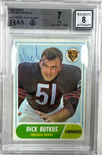 1968 Topps #127 Dick Butkus Authentic Auto BGS 7 NM Auto 8
