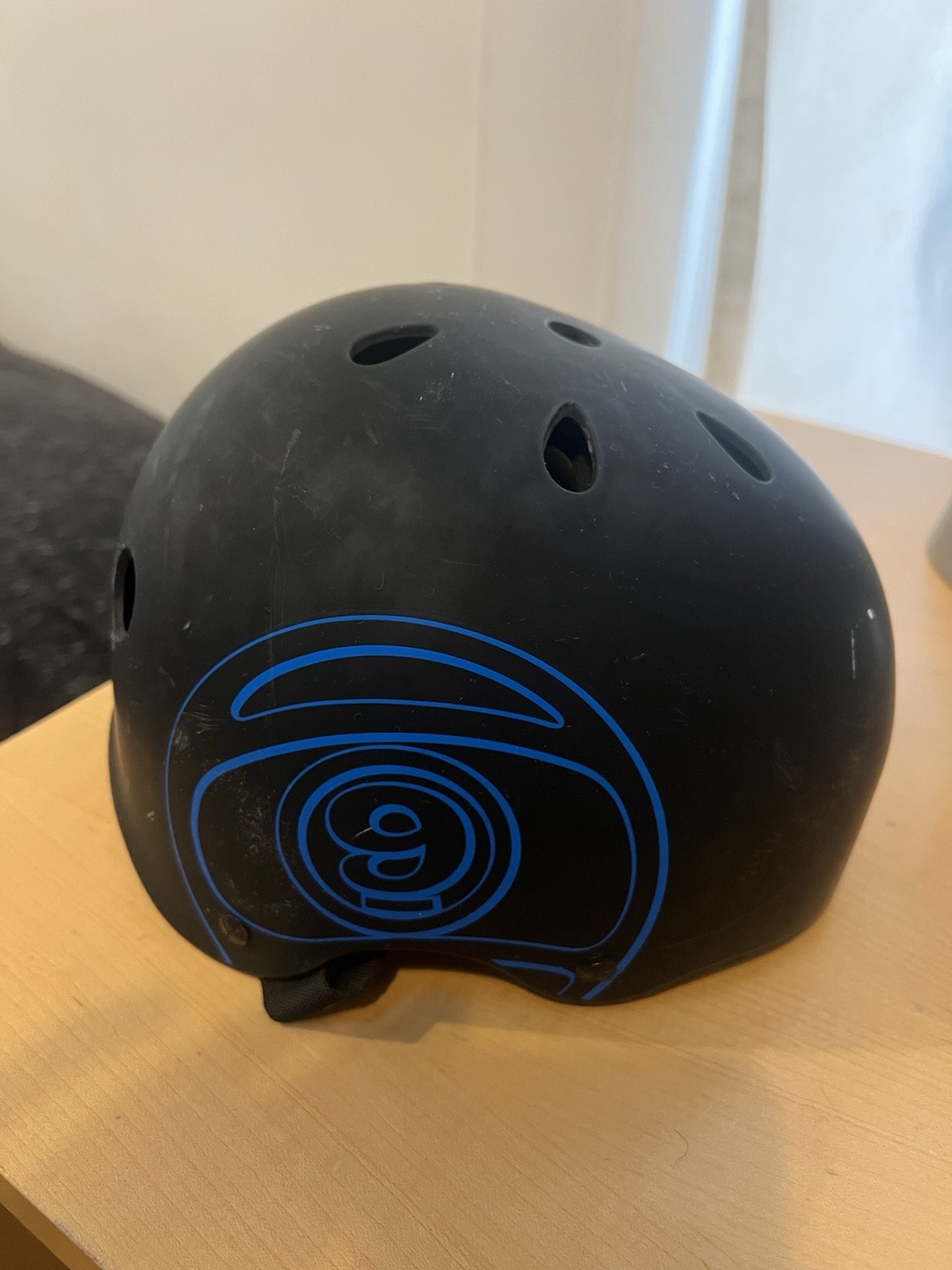 Sector 9 Skate Helmet &ndash; Black with Blue Logo &ndash; Protectiv