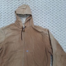 Vtg Carhartt JR106 Thermal Hooded Canvas Jacket 1989 100 Years Distressed - XXL