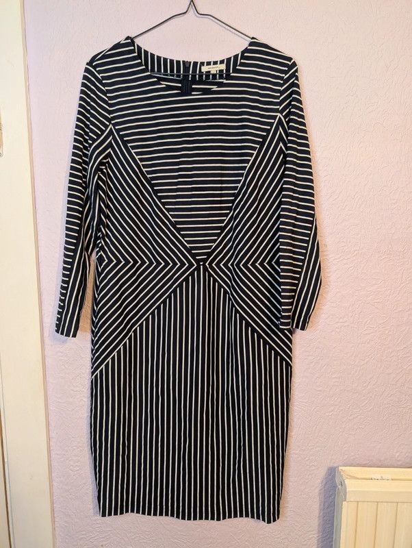 Sandwich Striped Jersey Dress Large Navy White