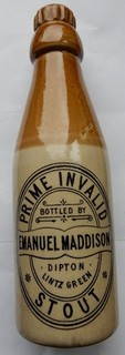Emanuel Maddison Dipton Lintz Green invalid stout beer bottle c1890's (J)