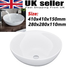 Round Counter Mounted Sink Countertop Basin White Ceramic Bathroom Sink