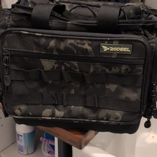 Rodeel Soft Sided Fishing Tackle Bag Black/Grey Camo Fabric, 1 Pocket