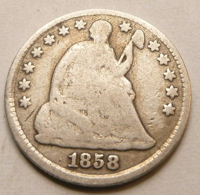 1858  Seated Liberty Half Dime Coin 1837-1891 #A29   Coin