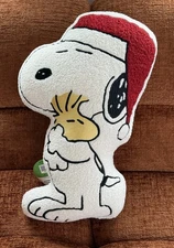 Peanuts SNOOPY W/SANTA HAT HUGGING WOODSTOCK Sherpa Pillow CHRISTMAS HOLIDAY NWT