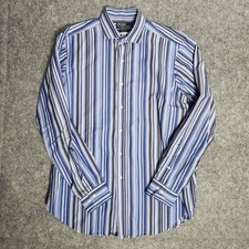 Ralph Lauren Polo Mens Size L Blue / White Striped Shirt Button Down Classic Fit