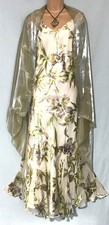 PORTRAIT by ANN HARVEY (18) Silk Devore Bias Cut Evening Dress & Shoulder Wrap