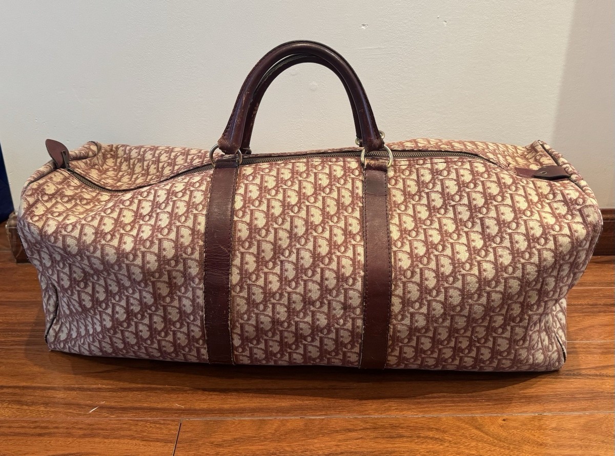 Christian Dior Vintage Trotter Tote Shoulder Bag Duffle Canvas