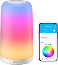 Smart Bedside Table Lamp Compatible with Alexa Google Home RGB Colour LED
