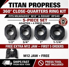 Titan 360° ProPress Ring Set 1/2"-1-1/4" Milwaukee M18 RIDGID RP340FREE M12 JAW