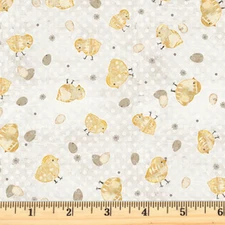 Chicken Scratch Ecru Chicken Eggs  Cotton Fabric Sale 5723 E Fabric by half yd