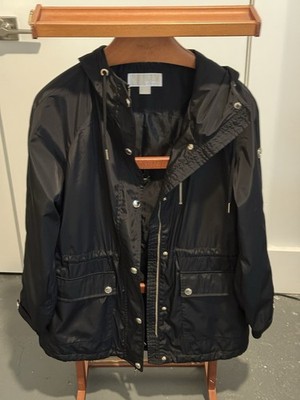 Michael Kors Women's Hooded Light Jacket Anorak Size L Black 