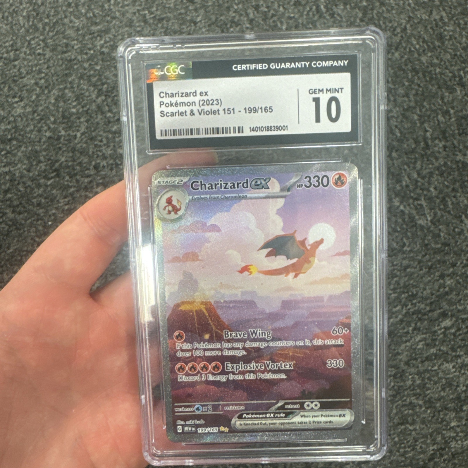 Charizard ex 199/165 Sv: Scarlet & Violet 151 Holo English CGC 10